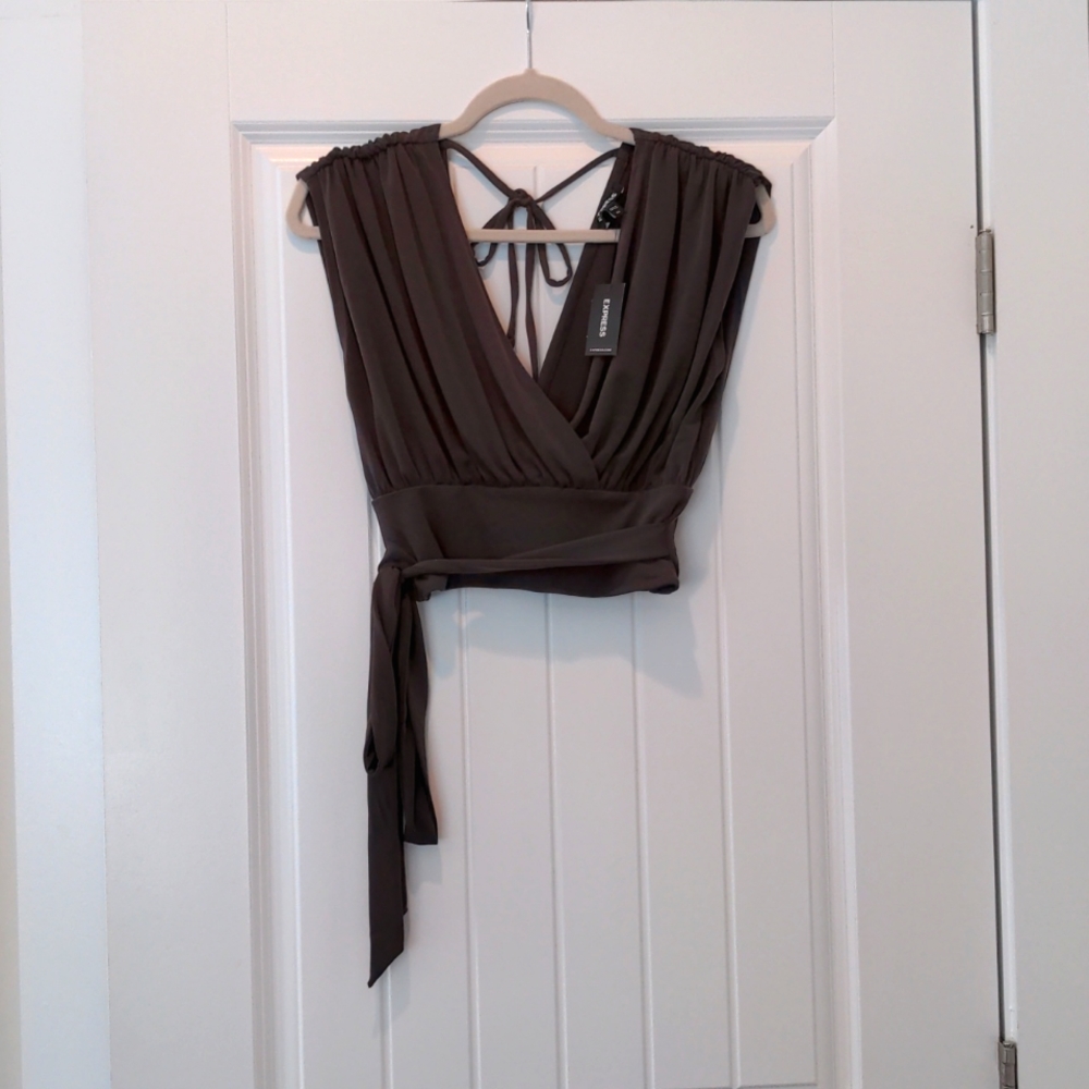 Express Surplice Plunge Front Top